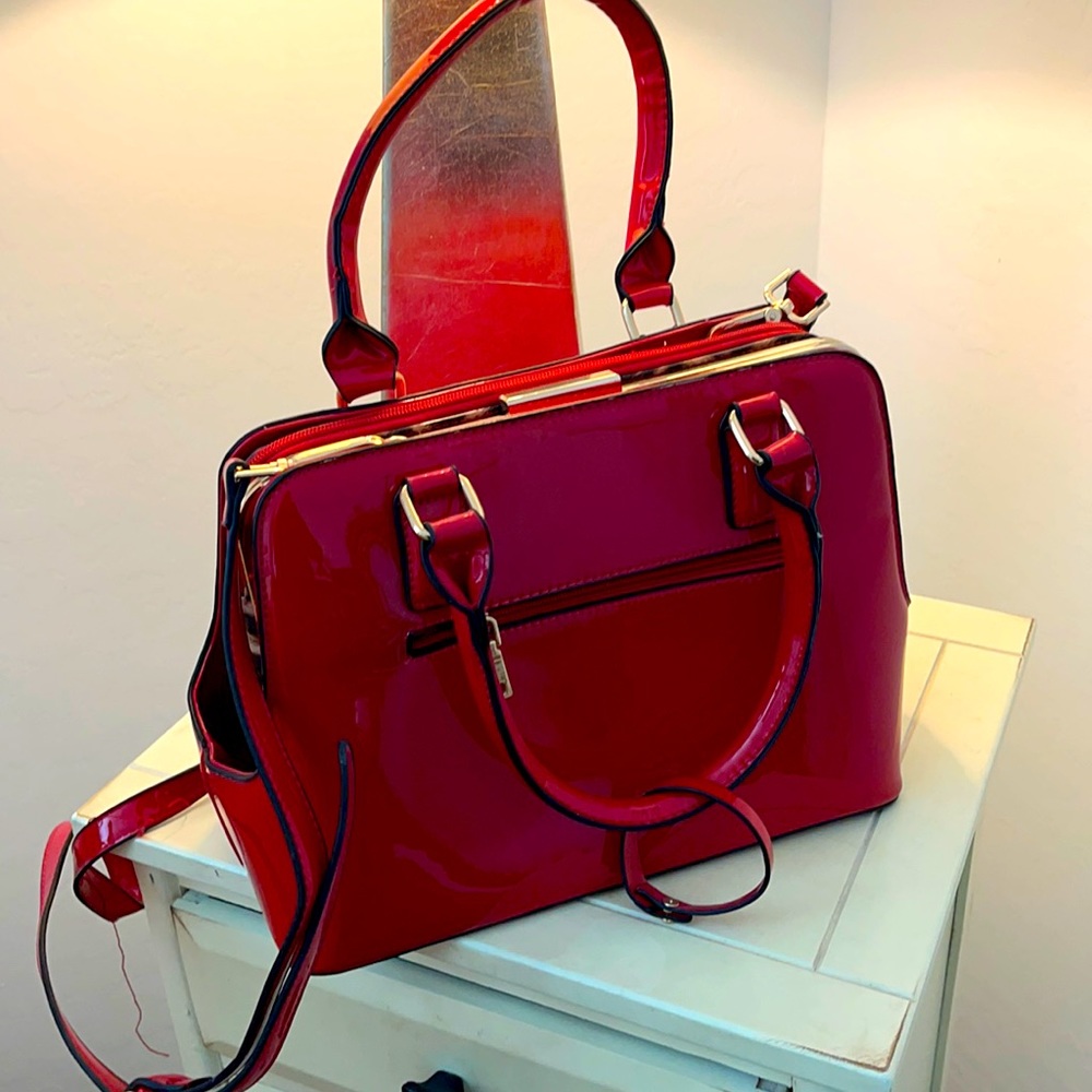 Candy Apple Red Patent Leather Shoulder Bag